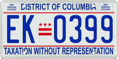 DC license plate EK0399