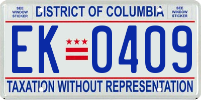 DC license plate EK0409