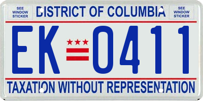 DC license plate EK0411