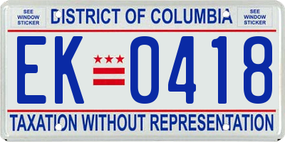 DC license plate EK0418