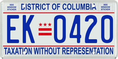 DC license plate EK0420
