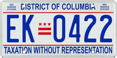 DC license plate EK0422