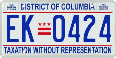 DC license plate EK0424