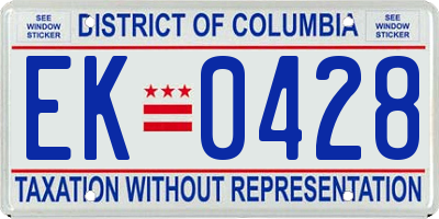 DC license plate EK0428