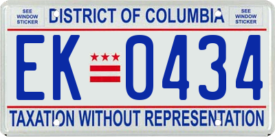 DC license plate EK0434