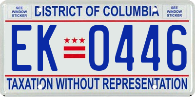DC license plate EK0446