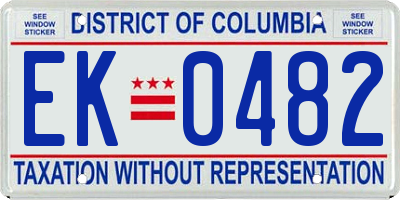 DC license plate EK0482