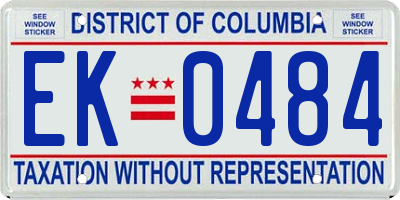 DC license plate EK0484