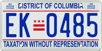 DC license plate EK0485