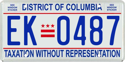 DC license plate EK0487