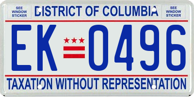 DC license plate EK0496