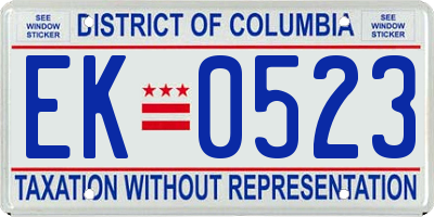 DC license plate EK0523