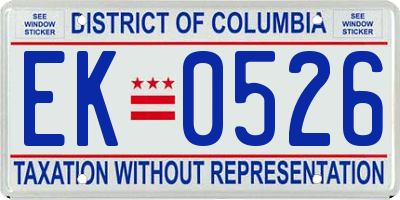 DC license plate EK0526