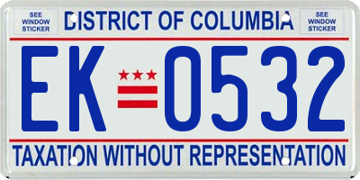 DC license plate EK0532