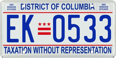 DC license plate EK0533