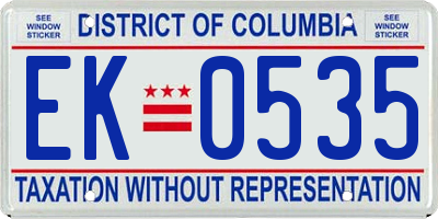 DC license plate EK0535