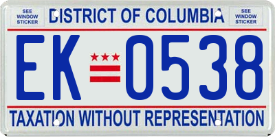 DC license plate EK0538