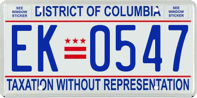 DC license plate EK0547