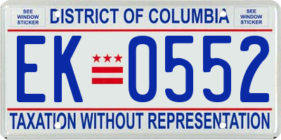 DC license plate EK0552