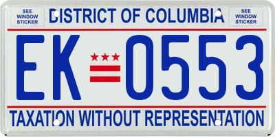 DC license plate EK0553