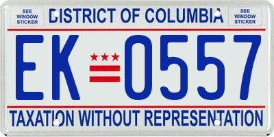 DC license plate EK0557