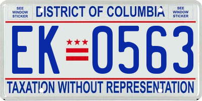 DC license plate EK0563