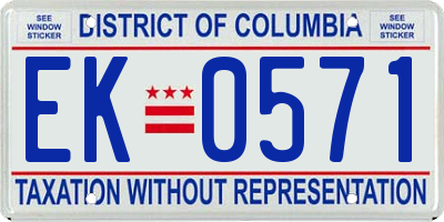 DC license plate EK0571