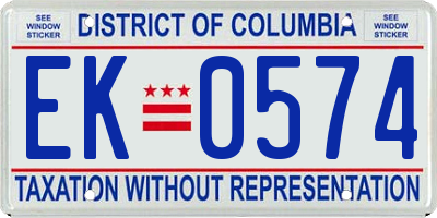 DC license plate EK0574