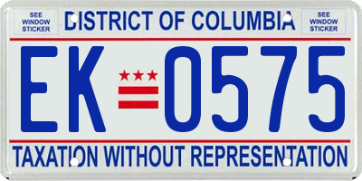 DC license plate EK0575