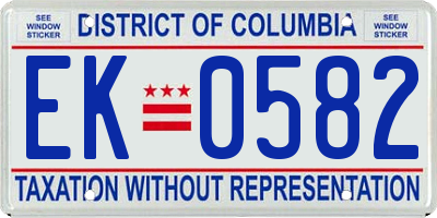 DC license plate EK0582
