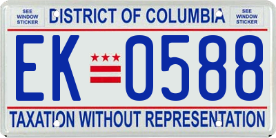 DC license plate EK0588