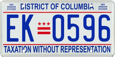 DC license plate EK0596