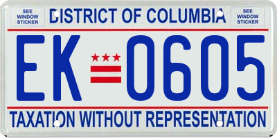DC license plate EK0605