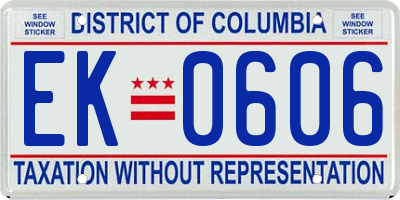 DC license plate EK0606