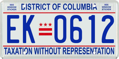 DC license plate EK0612