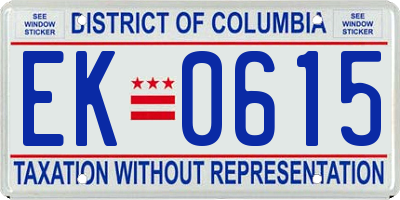 DC license plate EK0615