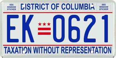 DC license plate EK0621