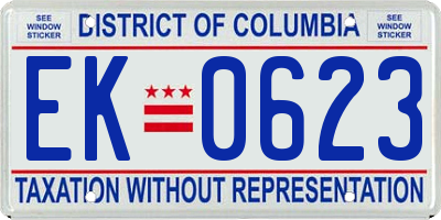 DC license plate EK0623