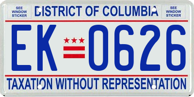DC license plate EK0626