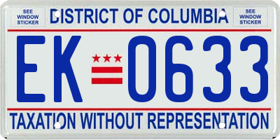 DC license plate EK0633