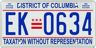 DC license plate EK0634