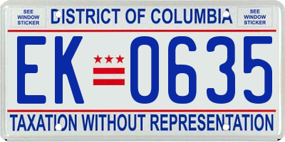 DC license plate EK0635