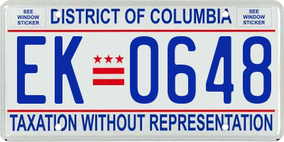 DC license plate EK0648