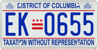 DC license plate EK0655