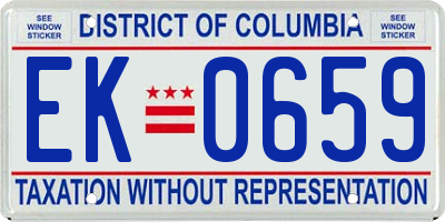 DC license plate EK0659
