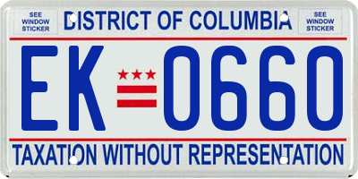 DC license plate EK0660
