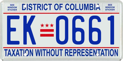DC license plate EK0661