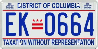 DC license plate EK0664