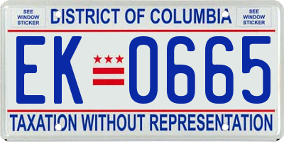 DC license plate EK0665