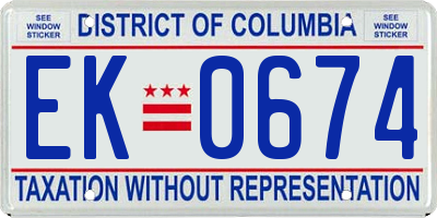 DC license plate EK0674